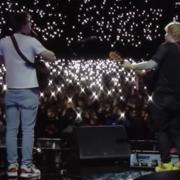 Luke Gittins on stage with Ed Sheeran