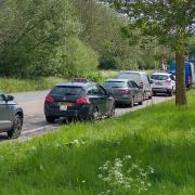 Traffic spilling towards the A419 and Coate Water roundabout