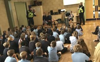 Police officers attended Hilmarton Primary School for a dog safety day