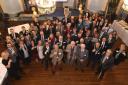Group shot of staff Current and past with their guests raising a toast to the Wilts Gazette. Pic: Diane Vose