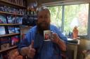 Actor Brian Blessed holds up his mug for the campaign