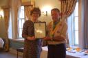 Lord Lieutenant of Wiltshire Sarah Troughton presenting Frank Alford with the Silver Acorn award