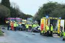 Rescue service personnel at the scene of yesterday's crash