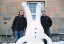 Emma Proctor and Charlie McNeill created an upside down snowman to generate cash for the charity