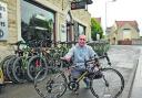 Ed Cobb of TT cycles  with one of the bikes on the Towns Bike Trial named after famous cyclists