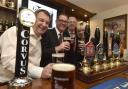Wadworths are brewing a new beer to celebrate the 200th Anniversary of the Wiltshire Gazette. Proceeds from the Beer will go towards Julias House Charity..Paul Sullivan from Wadworths, Group Editor Gary Lawrence, Ged Mongomery from Julias House and Angie