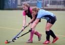 Jane Jackman (blue) in action for Chippenham 2nd in their clash against Frome on Saturday
