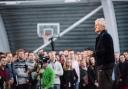 James Dyson announces the plans for the new technology centre at Hullavington to his staff in Malmesbury.