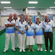 The Clarrie Dunbar team who finished second in Fantastic Fives final: (from left) Graham Cox, John Arnold, Jo Dunford, Fred Pope, Joan Windel,Teresa King and captain Keith Windel