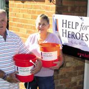 Bill Bailey with his wife Dorothy, who are collecting for Help for Heroes and the Wiltshire Air Ambulance Appeal