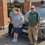 The Clark family and their vehicle on the A360 in Littleton Panell