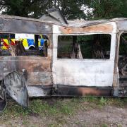The minibus was found burned and destroyed, 34 miles from the nursery it was stolen from.