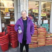 Joyce Deacon with her water bottle at Poundstretcher