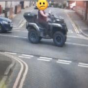 A quad biker driving dangerously through town was desperate for the toilet.