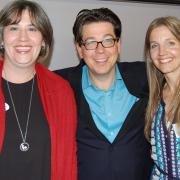 Michael McIntyre with Julia's House Wiltshire parent ambassador Paoloa Campari-Moss and Wiltshire nurse Claire Hudson-Cooper
