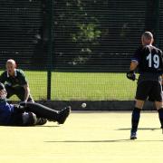 Devizes’ Simon Harris and Roger Edwards attack during their side’s 3-2 loss to West Wilts       Pic Siobhan Boyle