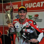Tommy Bridewell celebrates his Riders' Cup triumph at the final round of the Bennetts British Superbike Championship at Brands Hatch. Picture: TIM CRISP