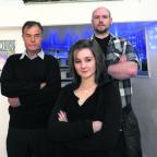 Former Karma staff director Pete Beckenham, left, barmaid Lauren England and band manager Thom Wickham before the nightclub was forced to close