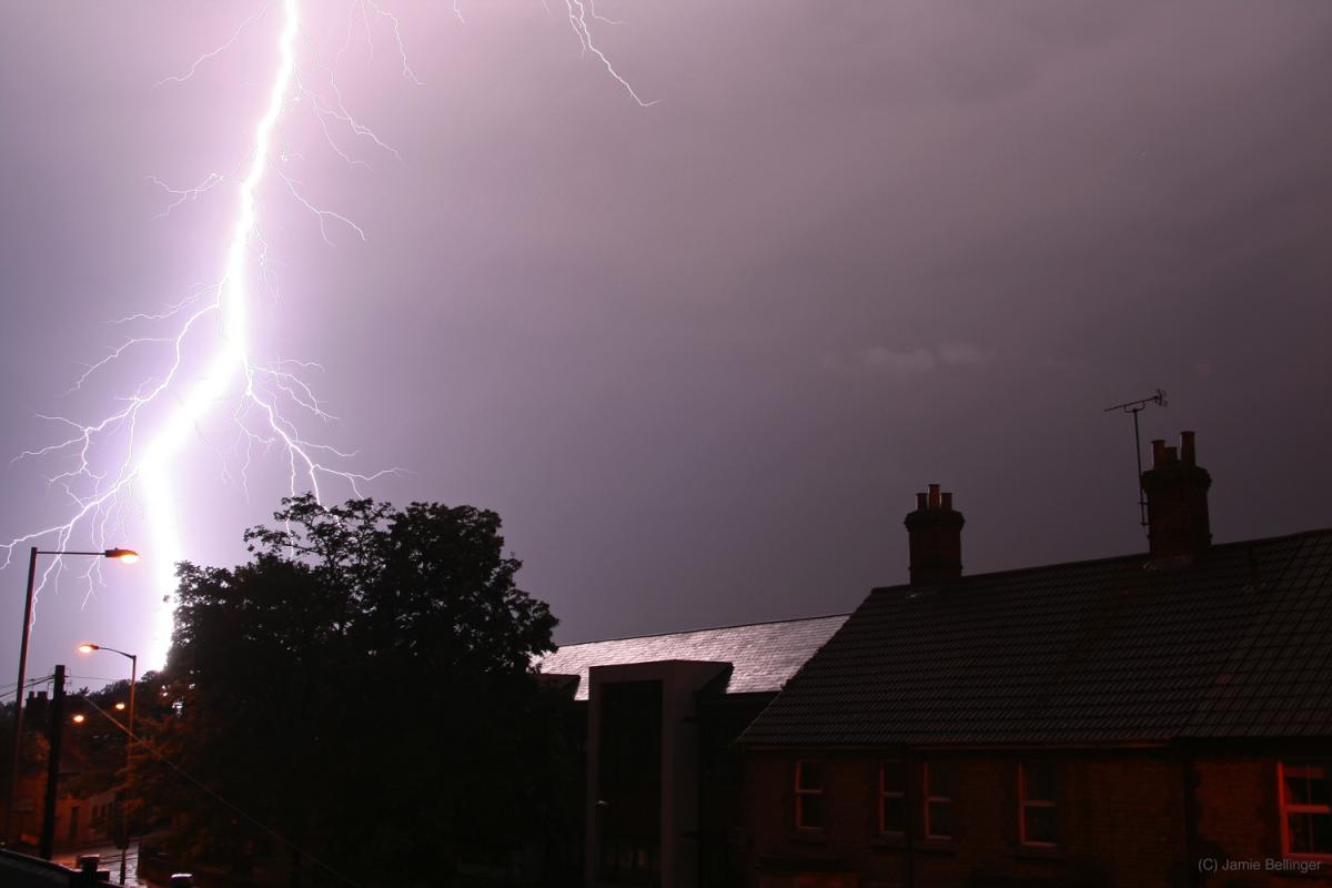 Lightning over Park Lane, Chippenham, on Friday night. Picture by Jamie Bellinger