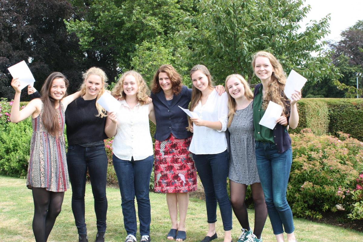 Rosemary Tian, Lucy Rogers, Emily Clarke,  Headmistress Dr Felicia Kirk, Jessica Fechner, Eleanor Harrison and Isabella Grive
