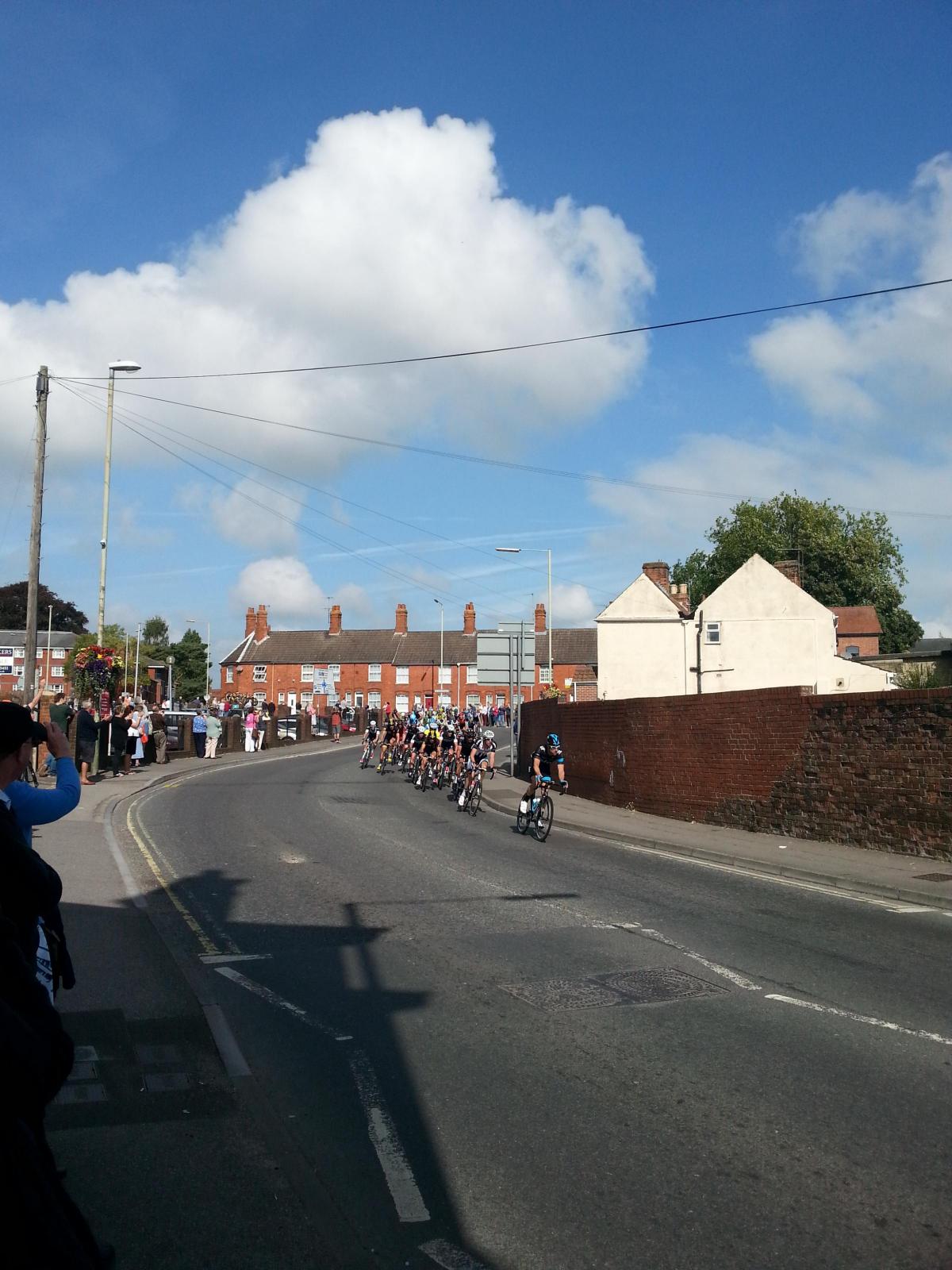 Riders and fans at the Tour of Britain in Devizes