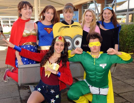 Sheldon School sixth formers dressed up for Children in Need