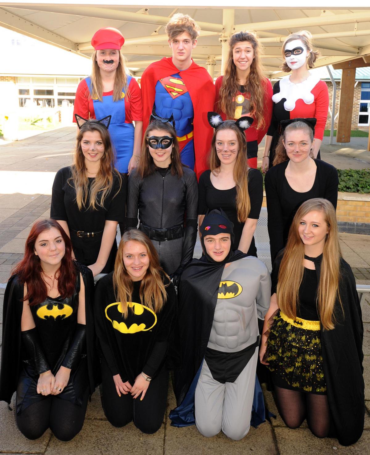 Sheldon School sixth formers dressed up for Children in Need