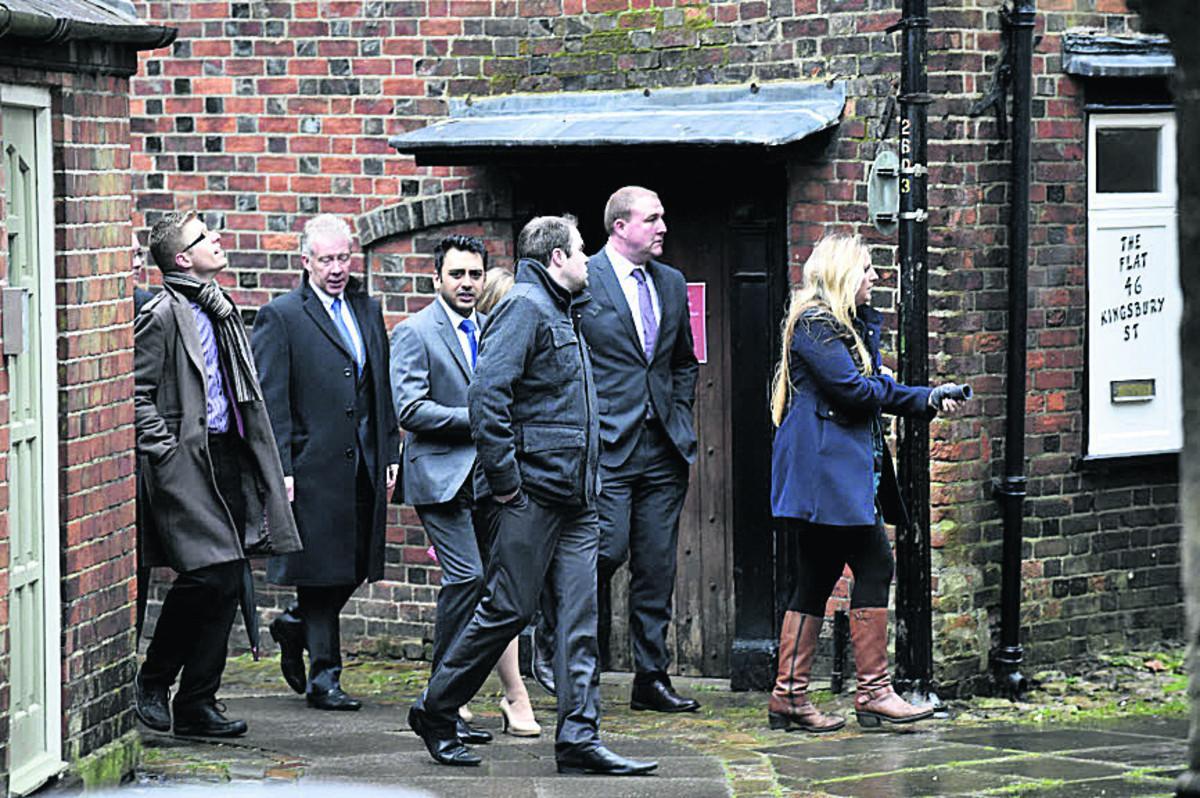 Relatives and friends arrive at the memorial service for Max Pearson at St Mary's Church, Marlborough, today. Pictures by Diane Vose