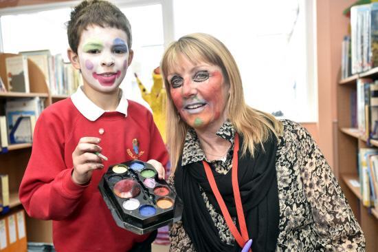 Jacob with headteacher Hilary Lambert at Redlands School, Chippenham