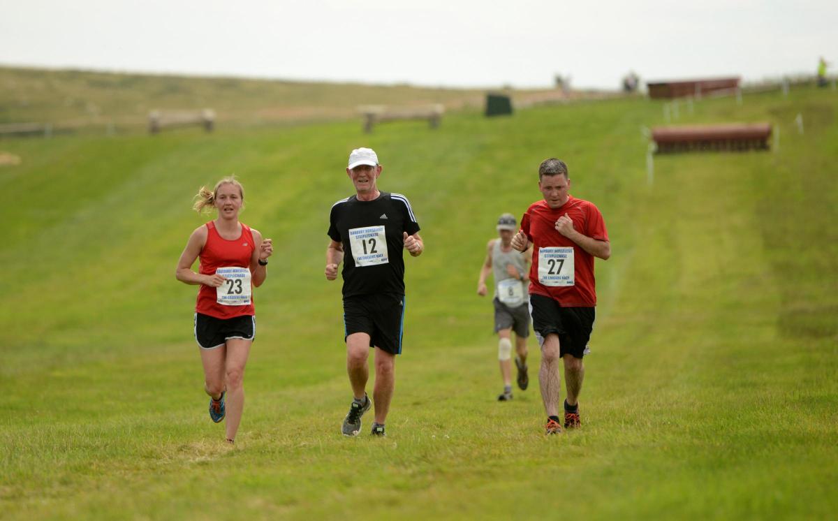 Action from the Horseless Steeplechase at Barbury