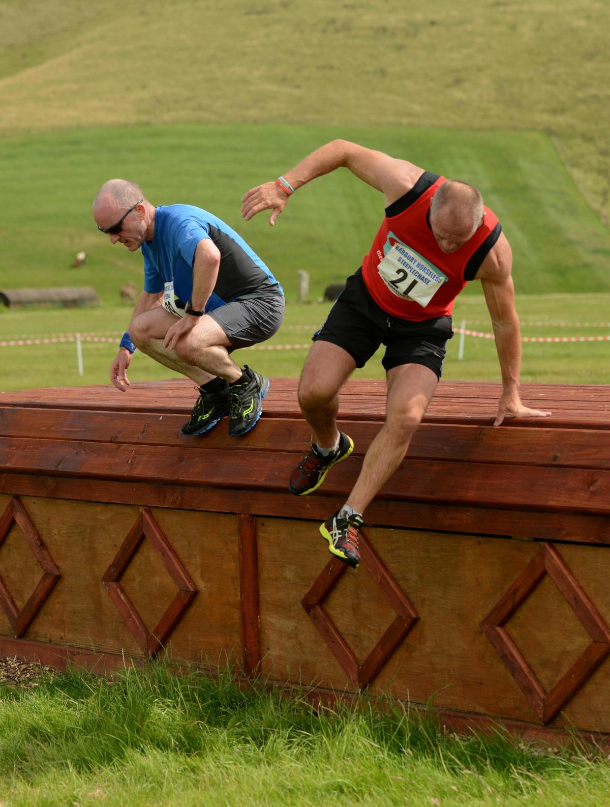 Action from the Horseless Steeplechase at Barbury captured by Clare Green
