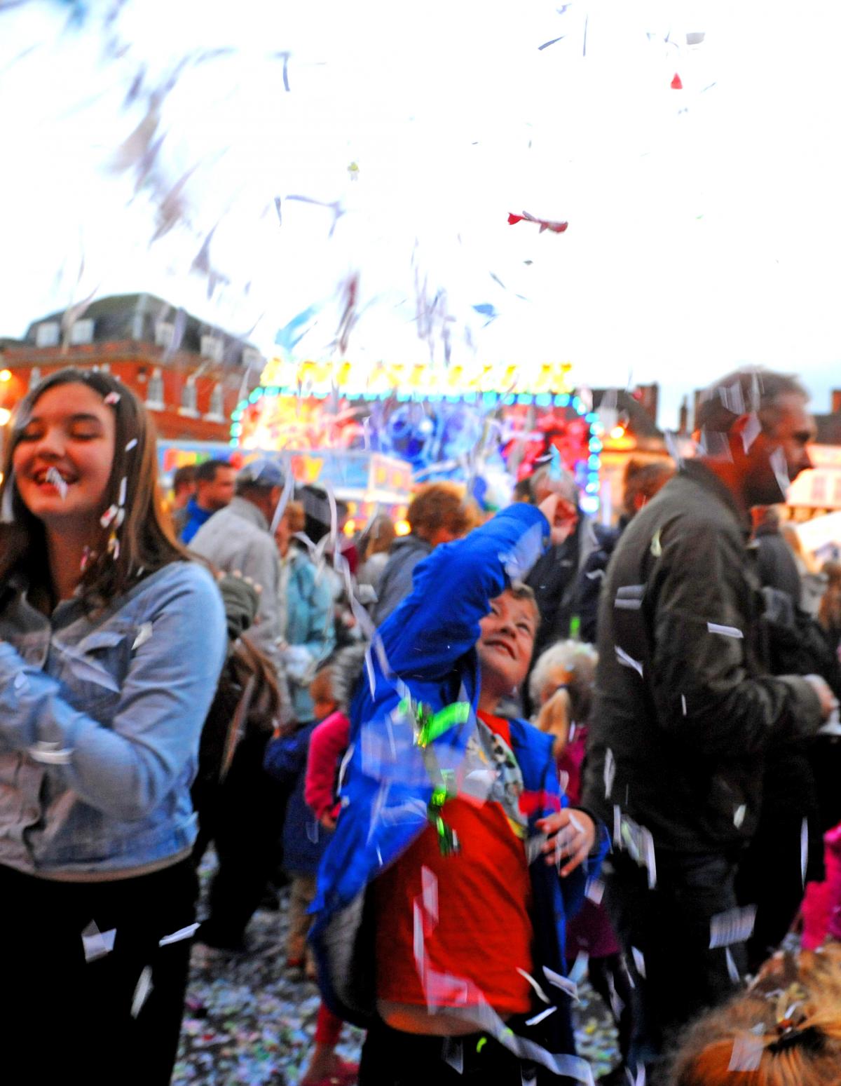 Siobhan Boyle gets in among the action at Devizes Confetti Battle, which kicks off Devizes Carnival celebrations