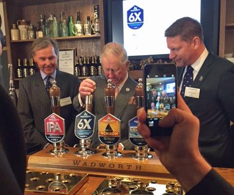 Prince Charles visits the Wadworth Brewery at Devizes
