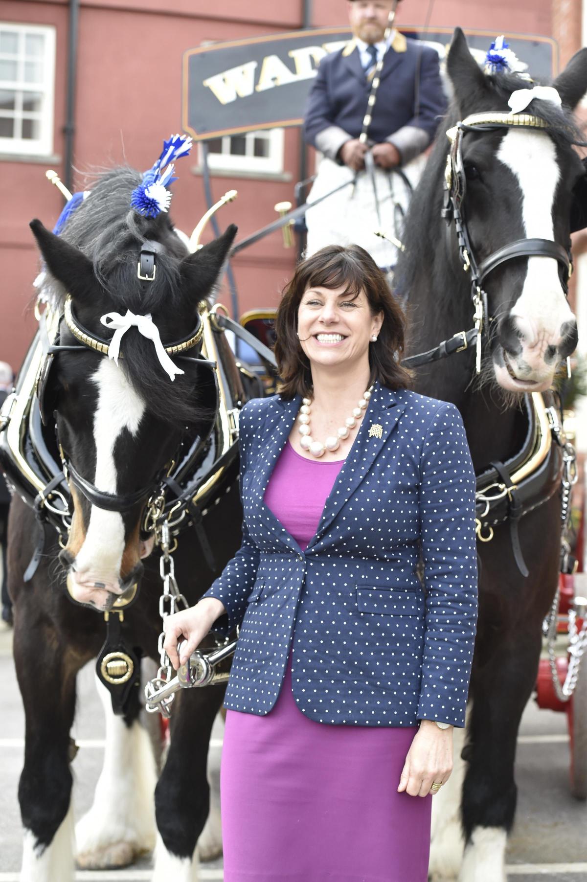 Devizes MP Claire Perry with dray horses