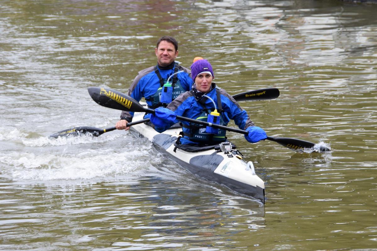 Steve Backshall and Helen Glover start the Devizes to Westminster Canoe Race on Saturday. Picture by Catherine Langdon
