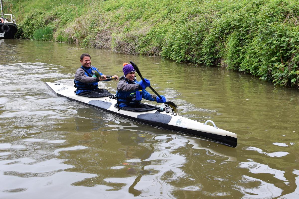 Steve Backshall and Helen Glover start the Devizes to Westminster Canoe Race on Saturday. Picture by Catherine Langdon