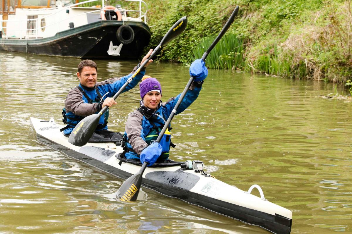 Steve Backshall and Helen Glover start the Devizes to Westminster Canoe Race on Saturday. Picture by Nicki Douglas-Lee