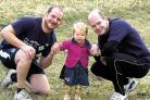 Lee Plank and Mark Fleckney with Mr Fleckney’s daughter Robyn            (31096/02)