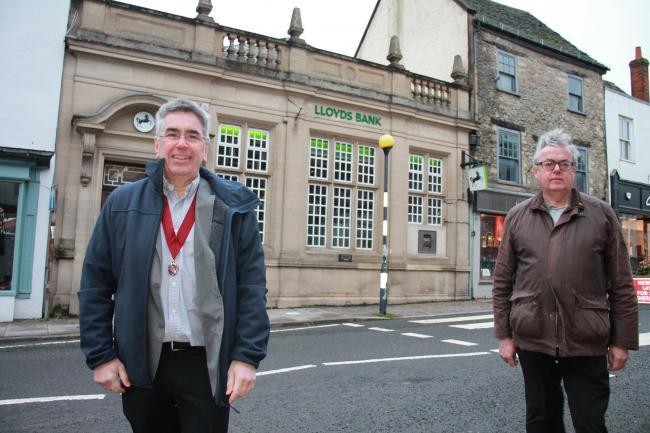 Mayor of Malmesbury Campbell Ritchie (left) and Wiltshire Councillor or Malmesbury Gavin Grant have launched a last ditch appeal to save the town’s last bank branch