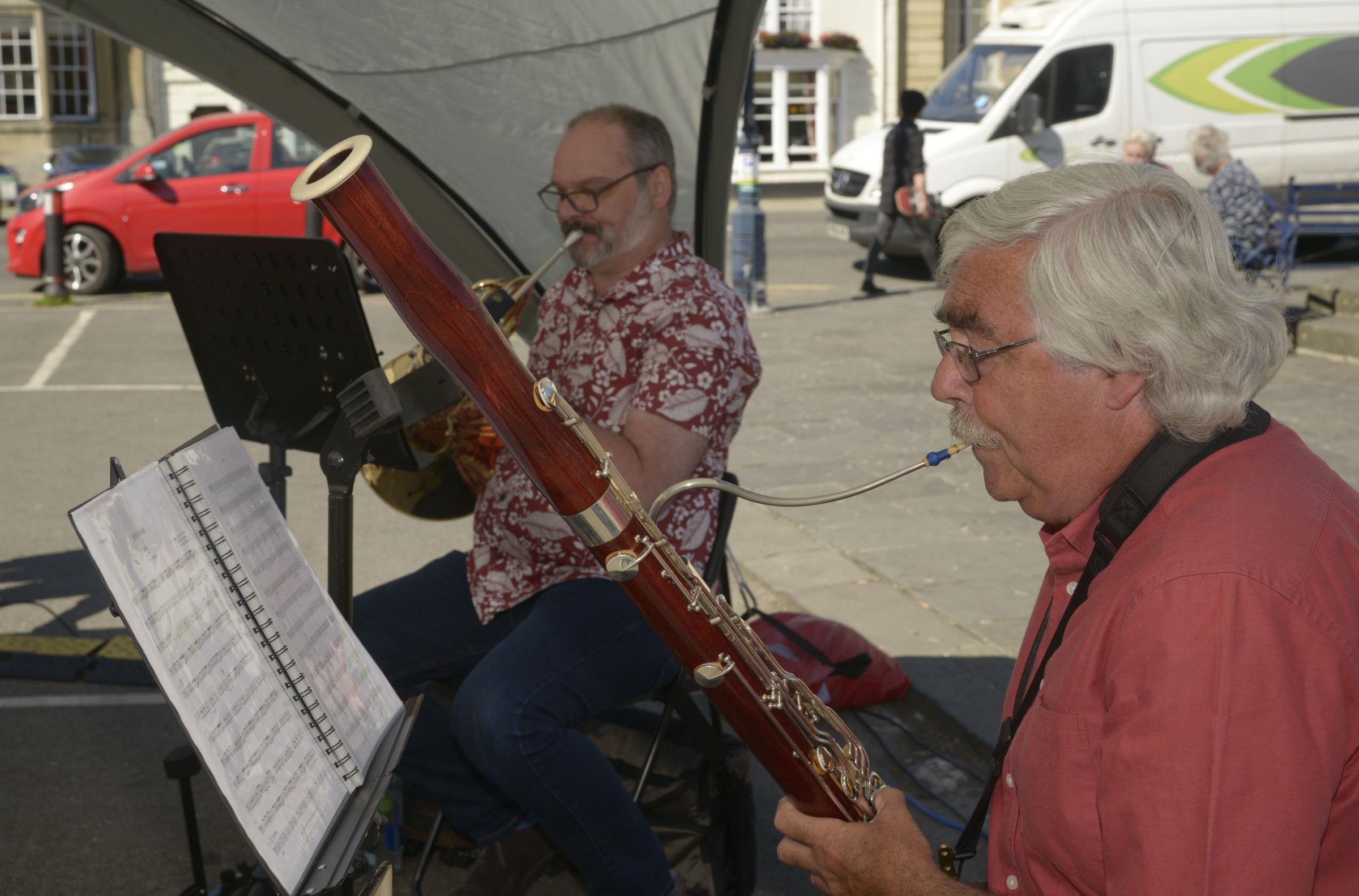 indie Day Devizes Alan Braunton bassoon ‘ of Take five’ at the opens the Indie Day in Devizes Market Place Photo Trevor Porter 67436 3
