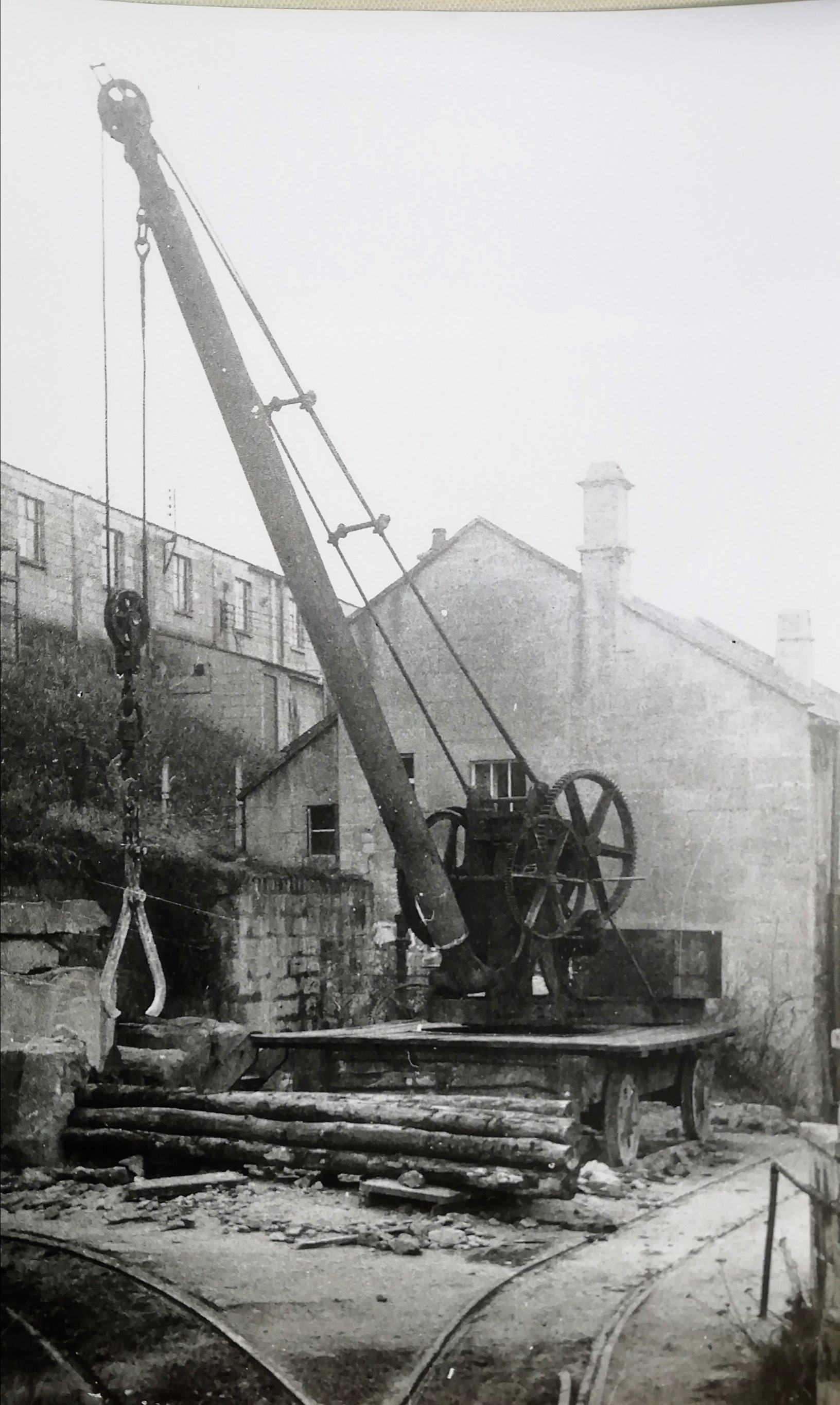 The crane in operation at Clift Quarry Box, in Wiltshire