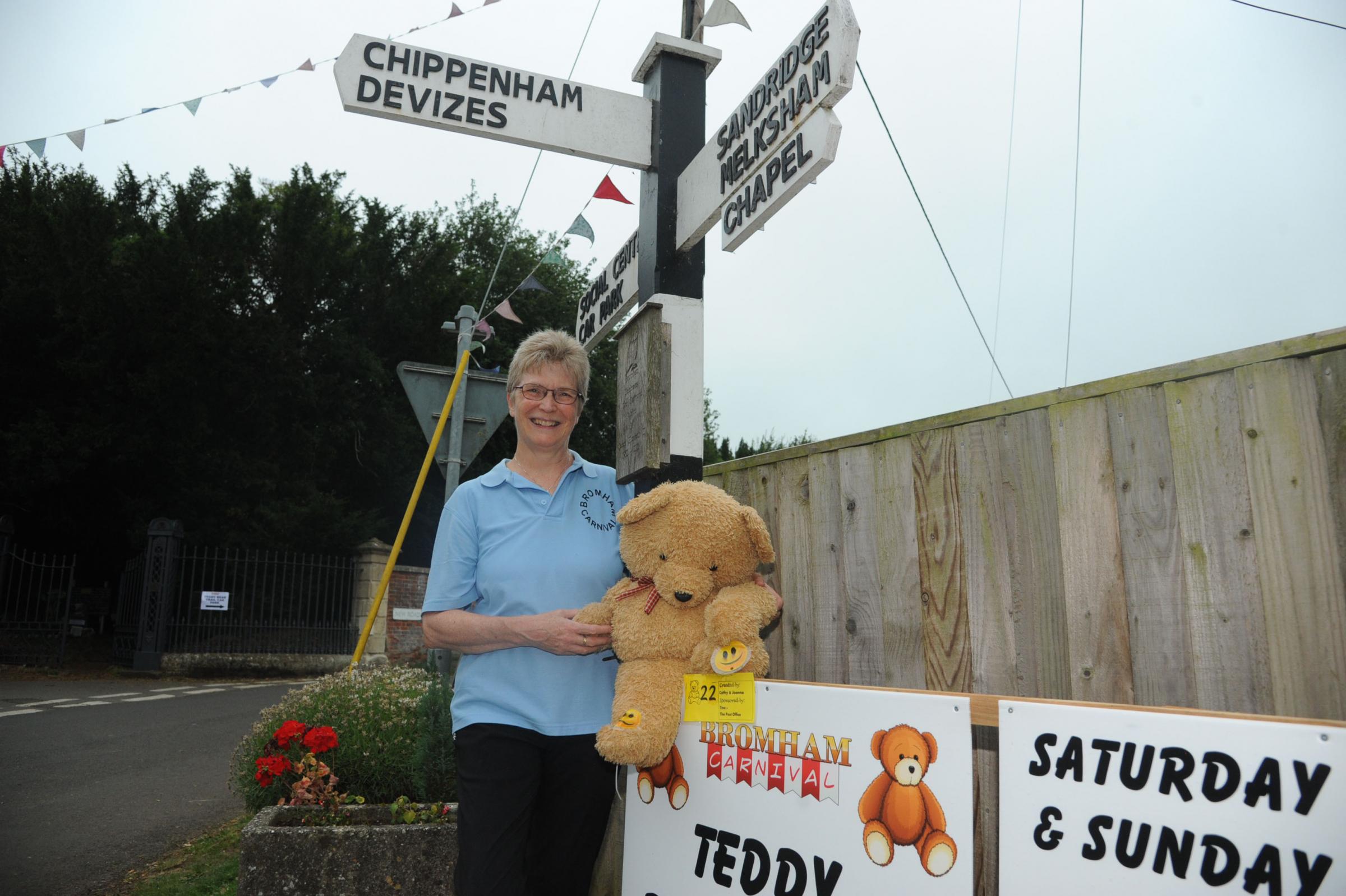 Bromham Teddy Bear Trail Event co ordinator Cathy Welch with the signs for the fund raising event toward the Bromham club rebuild Photo Trevor Porter 67525 2