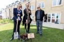 Liz Alstrom, deputy mayor of Chippenham [centre] plants a Jubilee tree with lodge manager Rachel Gilmore and apartment owner Les Low.