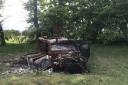 A burnt vehicle, taken in May 2022, near Hostomel Airport, which is a one hour drive from central Kyiv.