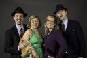 Grant McCotter as Nathan Detroit, Jane Knowles as Adelaide, Finn Tickel as Sky Masterson and Charlotte Hunter as Sarah Brown in Guys and Dolls