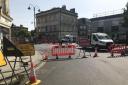 Roadworks at the junction of Sidmouth Street, Sheep Street and Monday Markets Street, Devizes