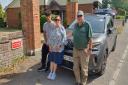 The Clark family and their vehicle on the A360 in Littleton Panell