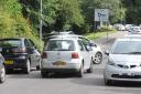Traffic in Calne at the junction of the A4 and Station Road