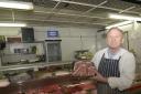 Butcher Paul McKinley is back in  his original unit in the Castle Place Market Hall.