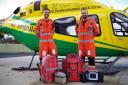 Wiltshire Air Ambulance Critical Care Paramedic Ben Abbott (left) and Trainee Critical Care Paramedic James Hubbard with some of the medical equipment they use